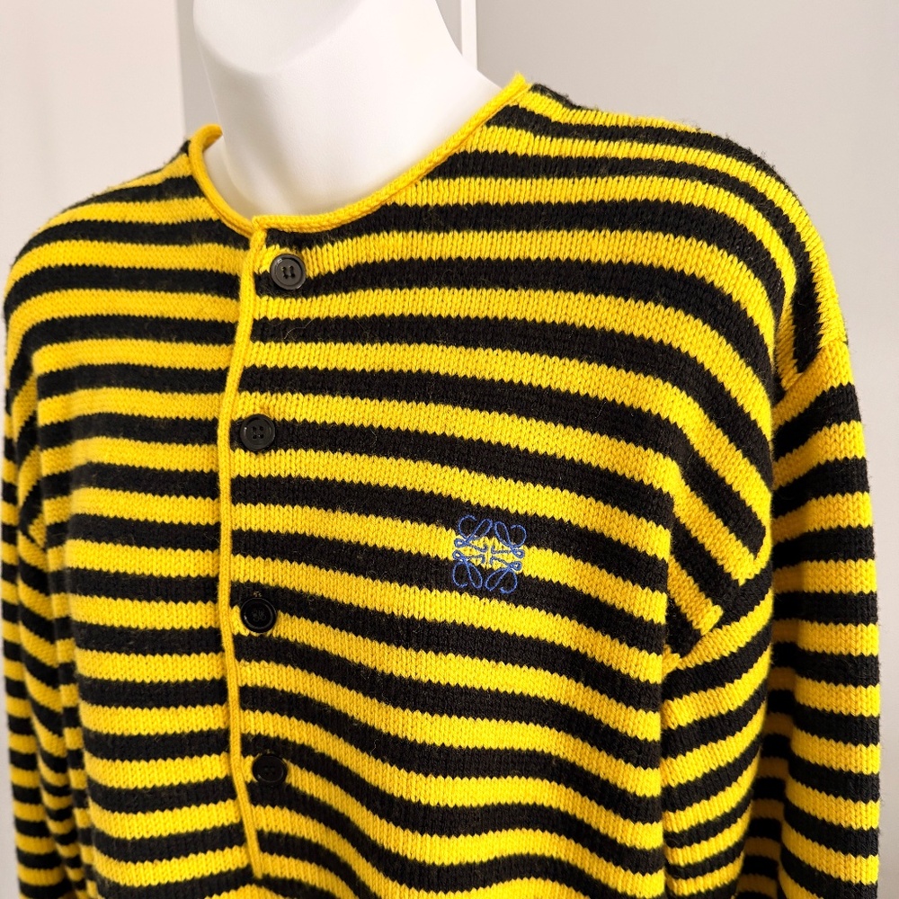 LOEWE Amazing Striped Wool Henley Logo Sweater Sz XS NEW $1,100!!